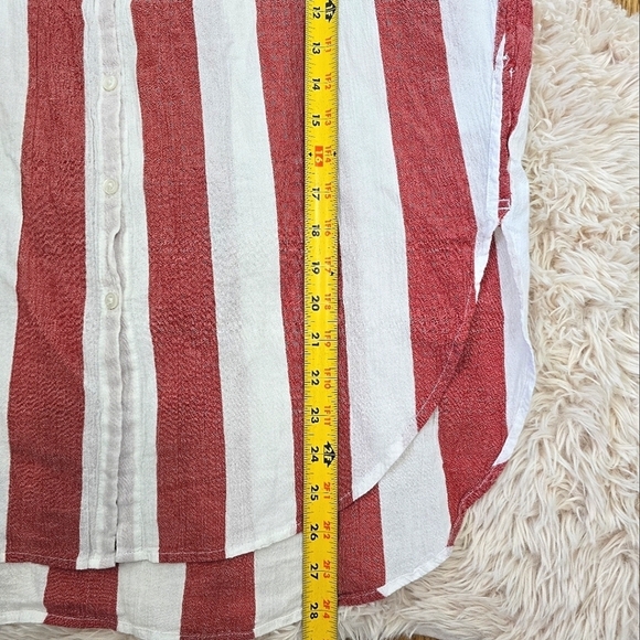 Madewell Red and White Central Tunic Button Up Top size Xtra Small - Picture 6 of 12